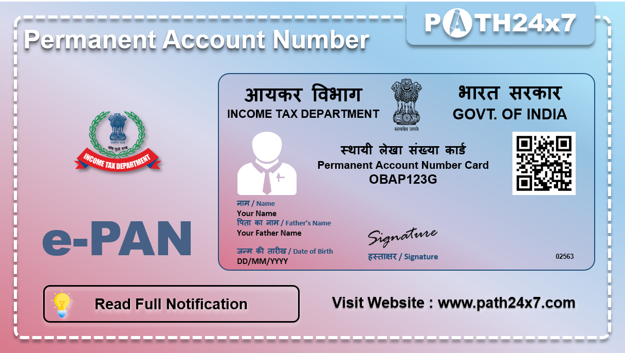 Instant e-PAN | Get New e-PAN, Check Status of Pending e-PAN request and Download e-PAN | Path24x7 Income Tax Department | Government of India | Registration Fees, I have a PAN but I have lost it. Can I get a new e-PAN through Aadhaar? | Prerequisites for availing this service, How to Generate New e-PAN, Check status of pending e-PAN, Download e-PAN, Why do I need to generate an e-PAN? | Get New e-PAN, Check Status of Pending e-PAN, Download e-PAN, Official Website, Official Video Guide | Income Tax Department | Government of India