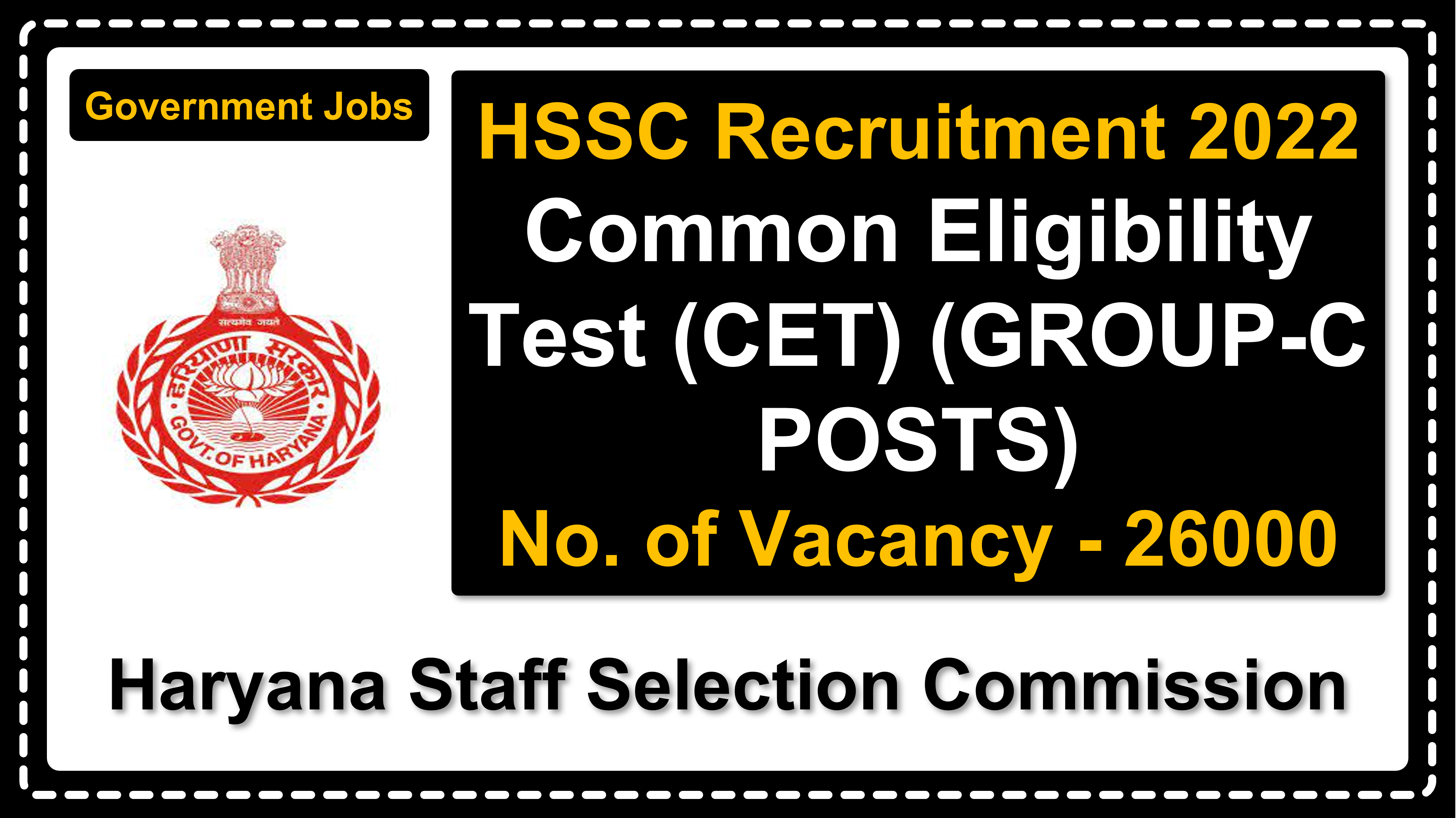 hssc.gov.in | Haryana Staff Selection Commission | Details of Recruitment Rules, Number of Vacant Post, Fee, Important Dates, Eligibility, Age, Salary, How to Apply etc. | Haryana Staff Selection Commission