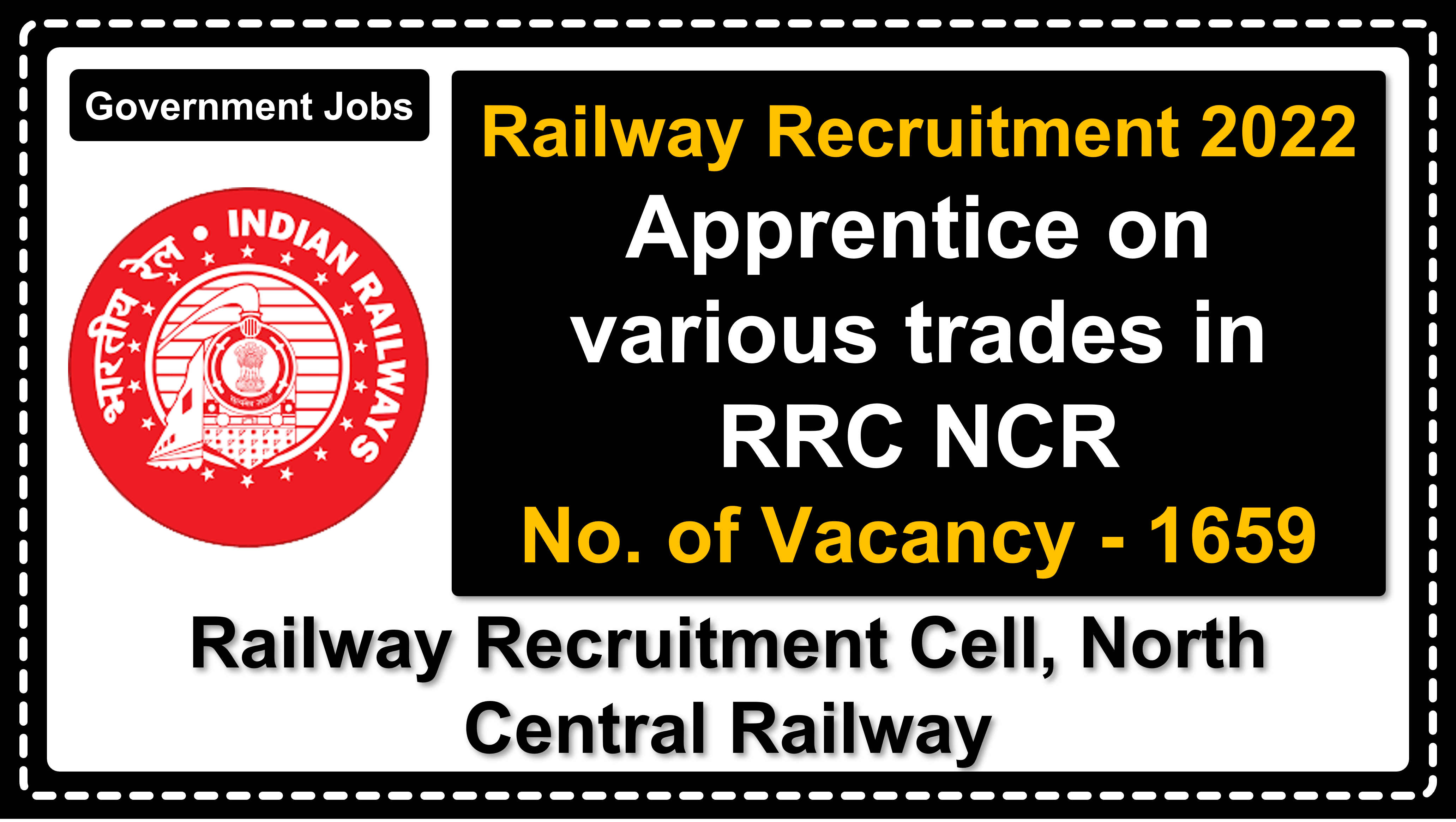 rrcpryj.org | Railway Recruitment Cell, North Central Railway | Details of Recruitment Rules, Number of Vacant Post, Fee, Important Dates, Eligibility, Age, How to Apply etc. | Railway Recruitment Cell, North Central Railway