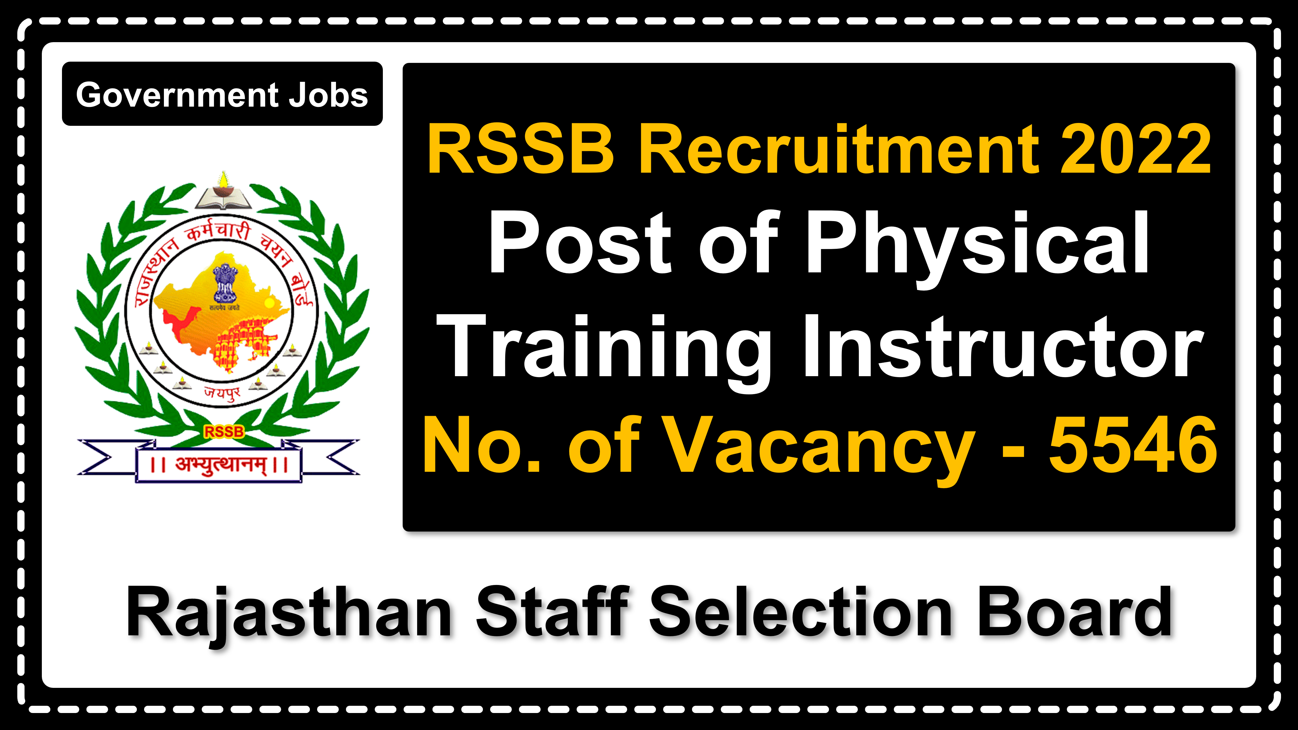 rsmssb.rajasthan.gov.in | Rajasthan Staff Selection Board | Details of Recruitment Rules, Number of Vacant Post, Fee, Important Dates, Eligibility, Age, How to Apply etc. | Rajasthan Staff Selection Board