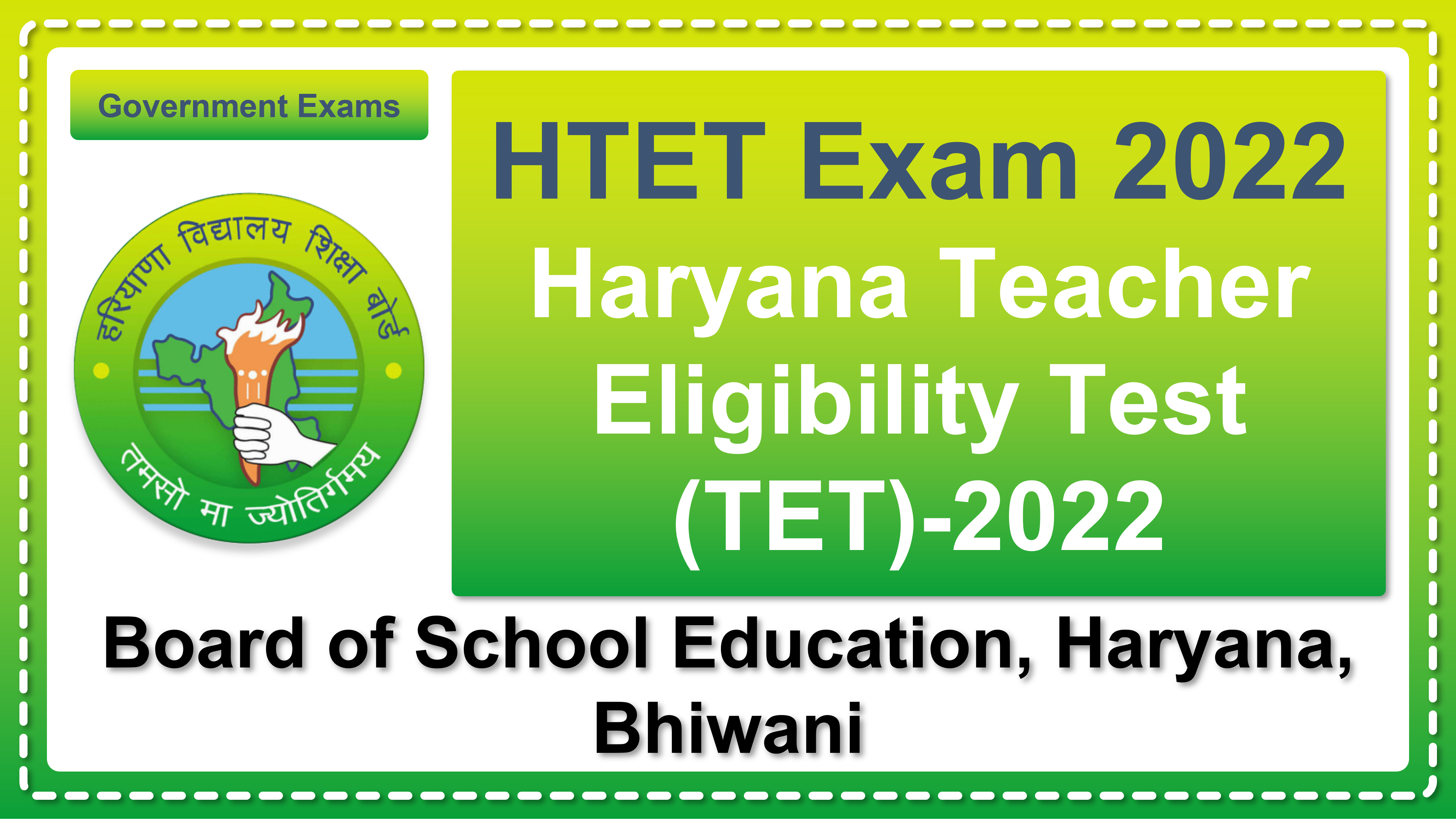 haryanatet.in | Board of School Education, Haryana, Bhiwani | Details of Examination Rules, Important Dates, Eligibility Criteria, Fee, How to Apply etc. | Board of School Education, Haryana, Bhiwani