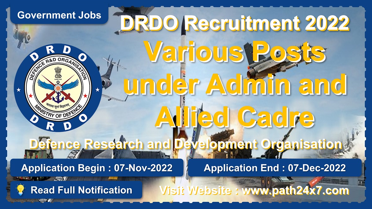 drdo.gov.in | Defence Research and Development Organisation | Details of Recruitment Rules, Number of Posts, Fee, Age, Salary, Eligibility, How to Apply etc. | Defence Research and Development Organisation