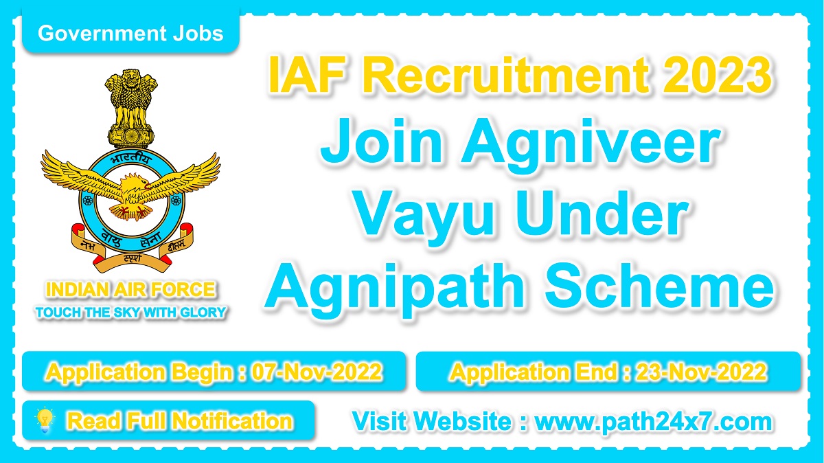 agnipathvayu.cdac.in | Indian Air Force | Details of Recruitment Rules, Number of Posts, Fee, Age, Salary, Eligibility, Physical Standard, How to Apply etc. | Indian Air Force