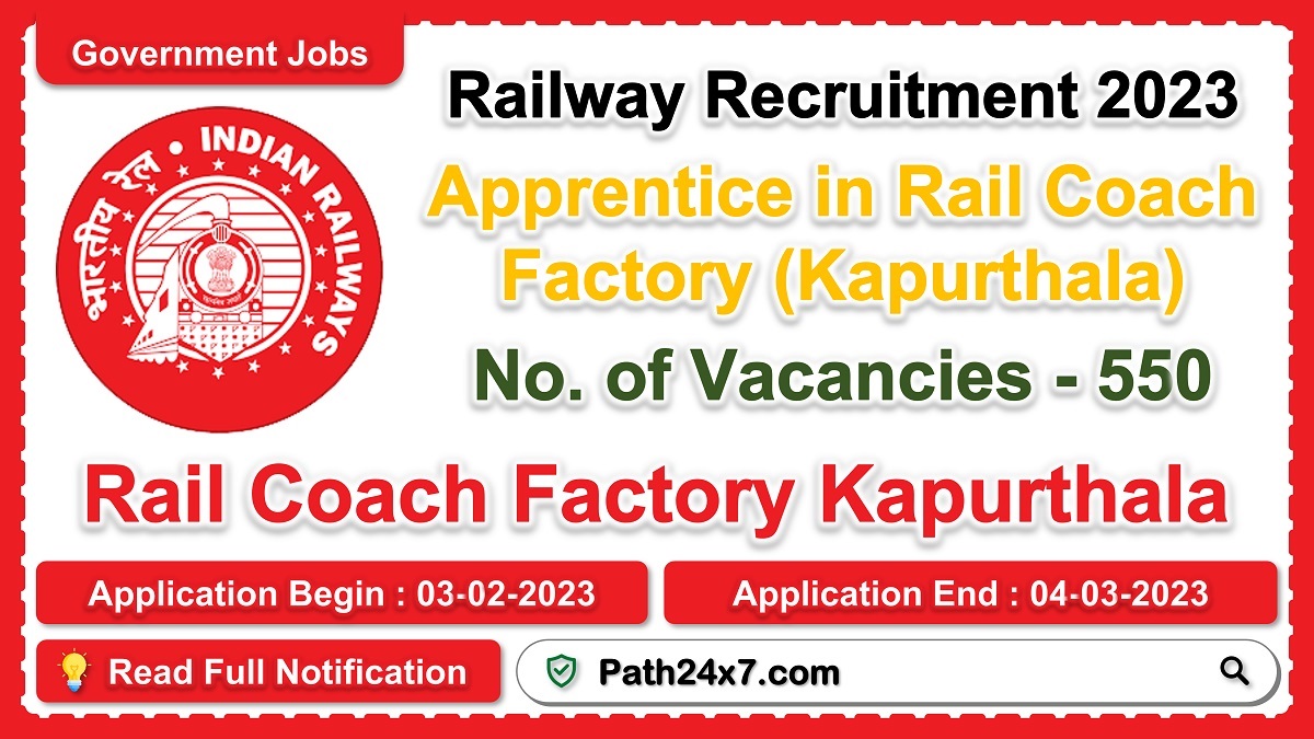 rcf.indianrailways.gov.in | Rail Coach Factory Kapurthala | Details of Recruitment Rules, Number of Posts, Fees, Age Limit, Education, Mode of Selection, How to Apply etc. | Rail Coach Factory Kapurthala